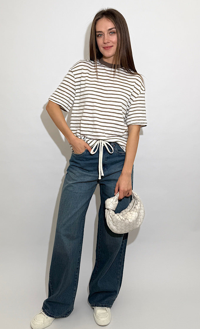 ISABELLE CAMEL STRIPES T-SHIRT