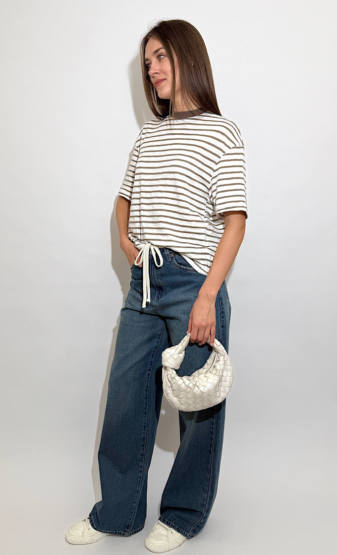 ISABELLE CAMEL STRIPES T-SHIRT