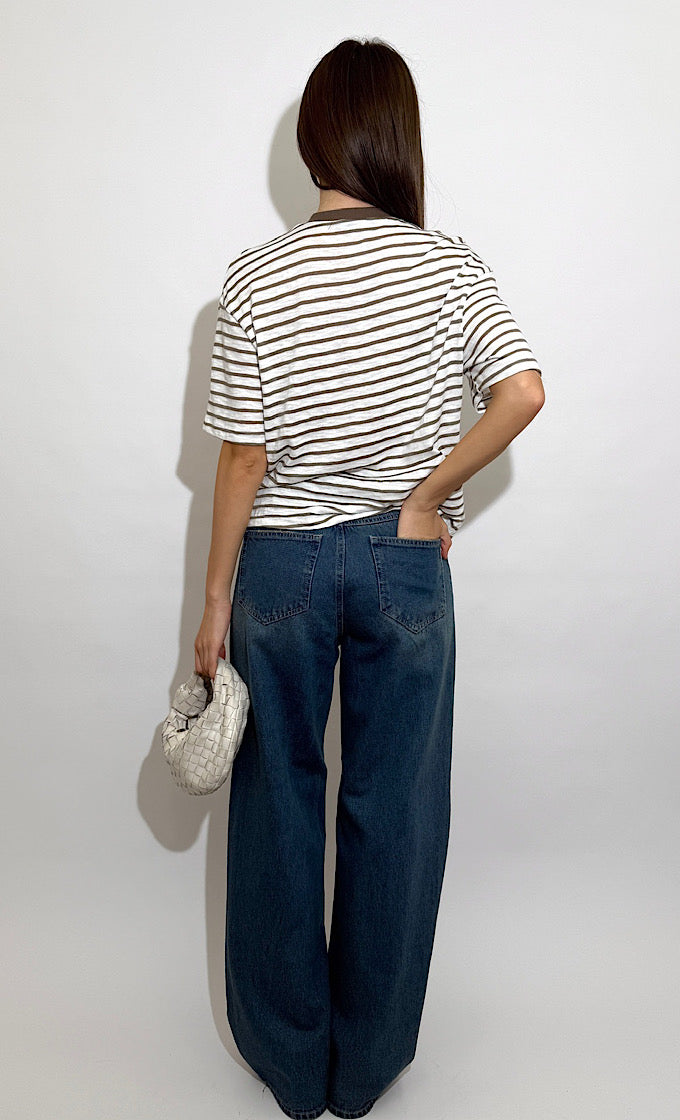 ISABELLE CAMEL STRIPES T-SHIRT