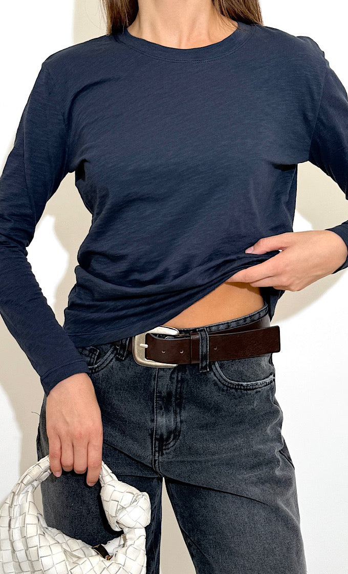 חולצת קורי מפתח עגול כחול