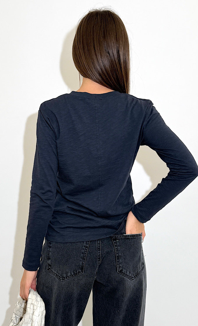 חולצת קורי מפתח עגול כחול