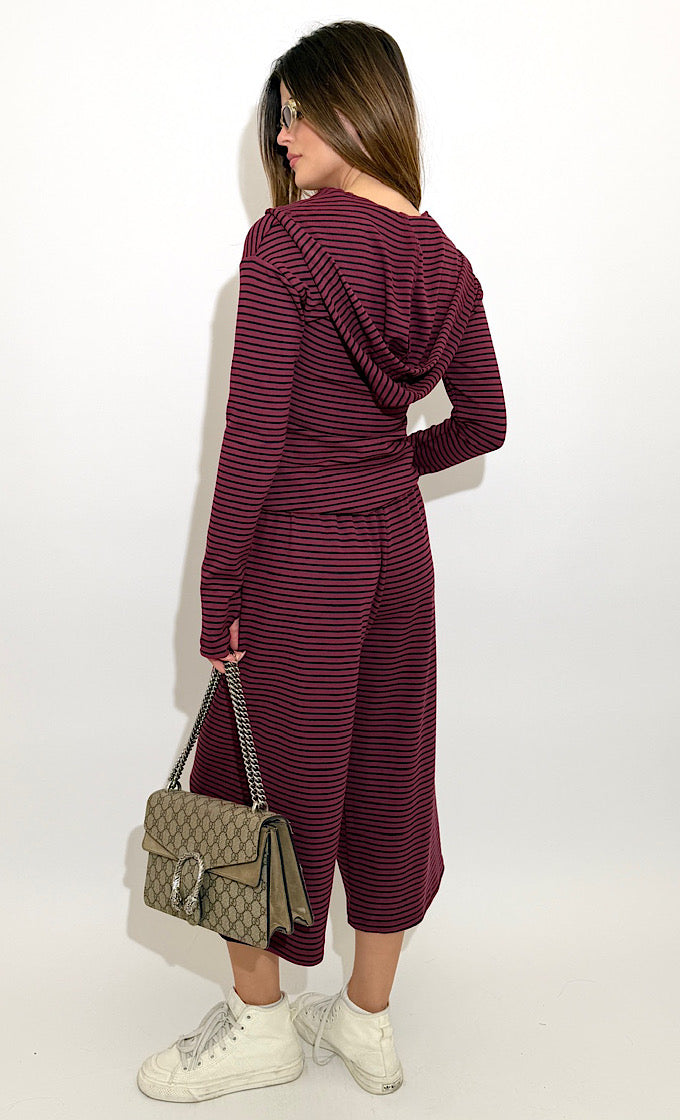 NICOLA STRIPED BURGUNDY SUIT