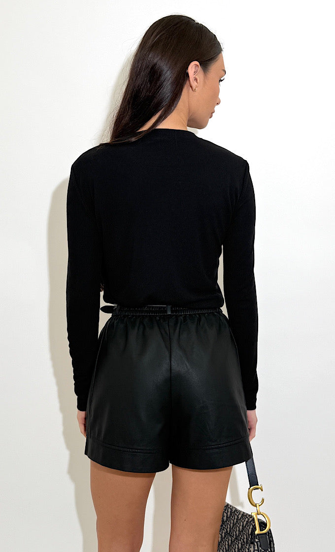 LENA ROUND NECK BLACK SHIRT