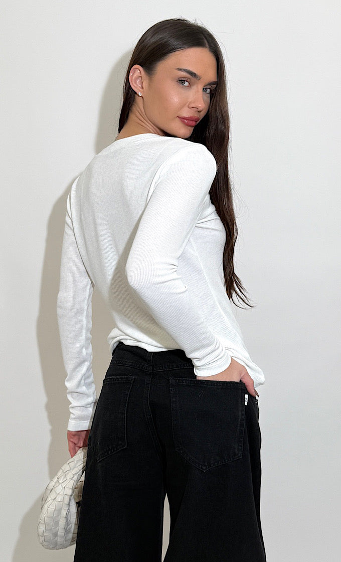 LENA V-NECK WHITE SHIRT