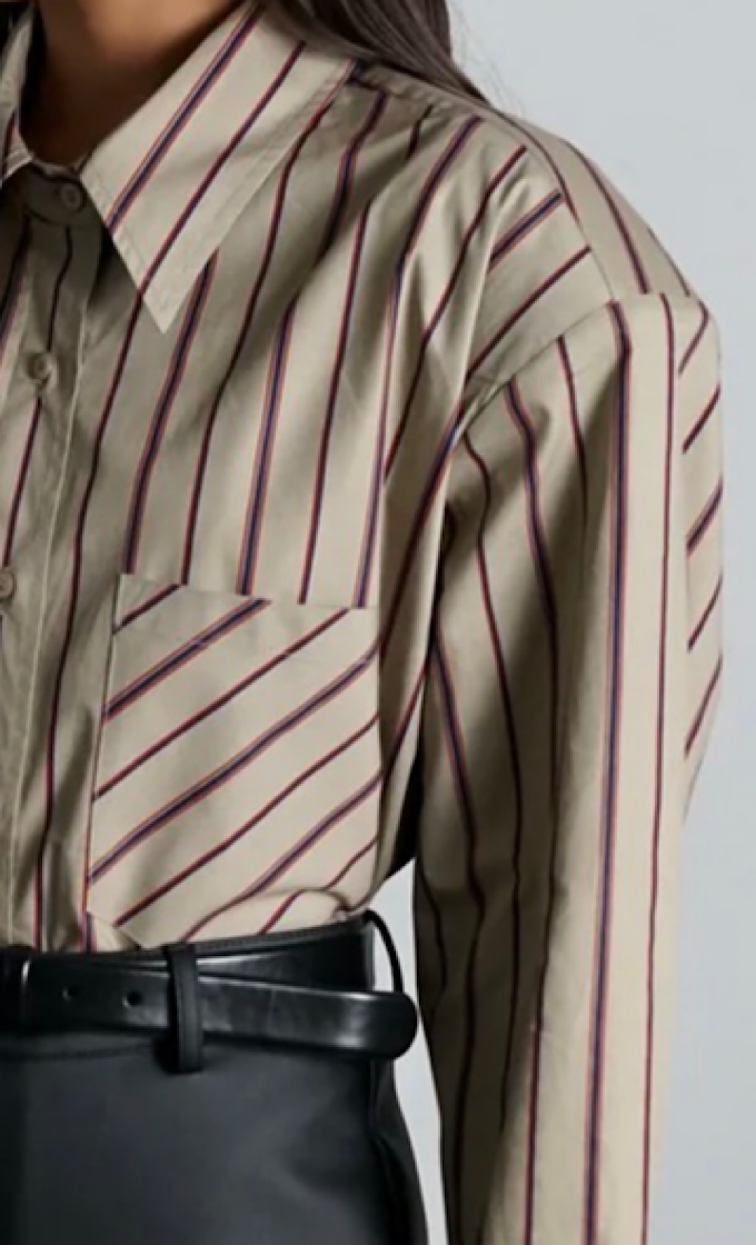 CONNOR KHAKI STRIPED SHIRT