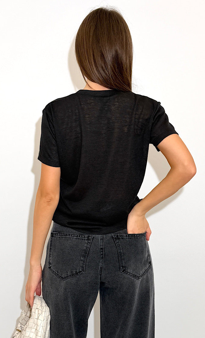 COLIN V-NECK BLACK SHIRT