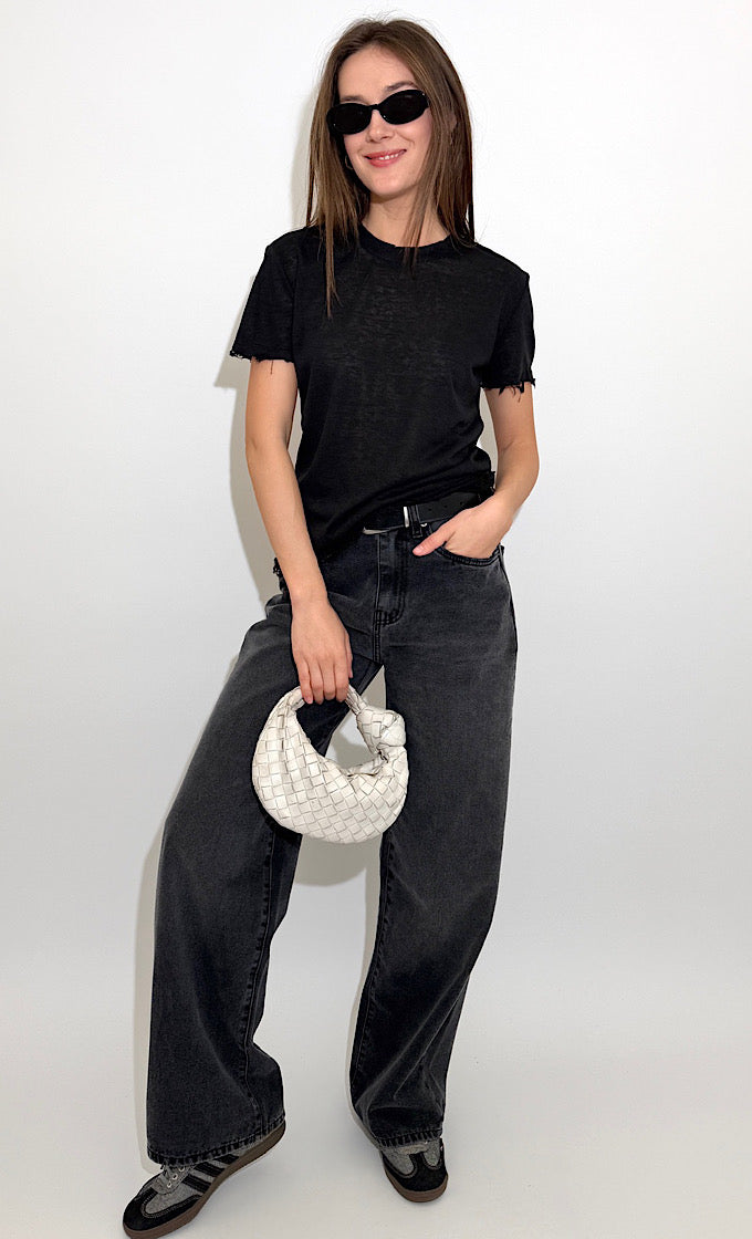 BLAKE ROUND NECK BLACK SHIRT