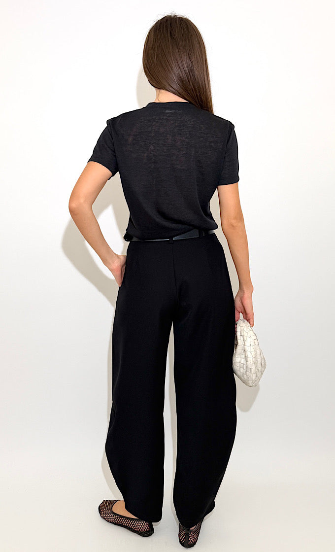 COLIN ROUND NECK BLACK SHIRT