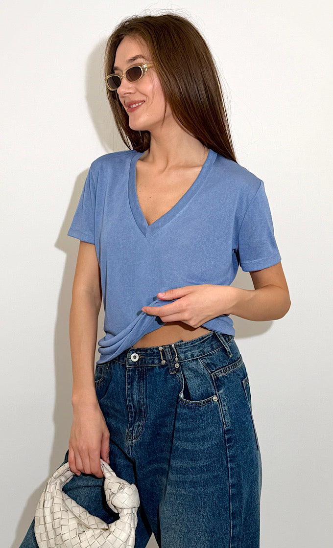 COLIN V-NECK BLUE SHIRT