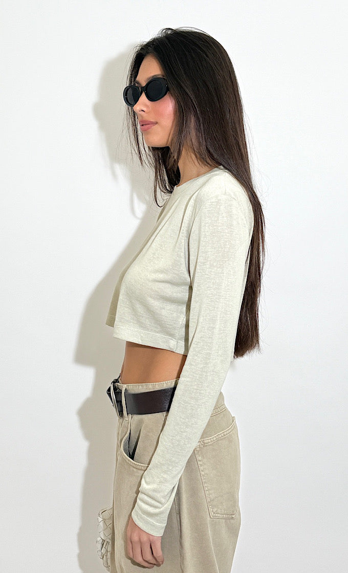 FLORI ROUND NECK OFF WHITE SHIRT