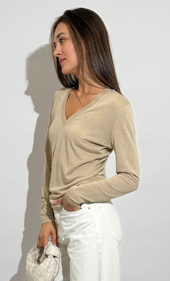 ROCO OFF WHITE V NECK SHIRT