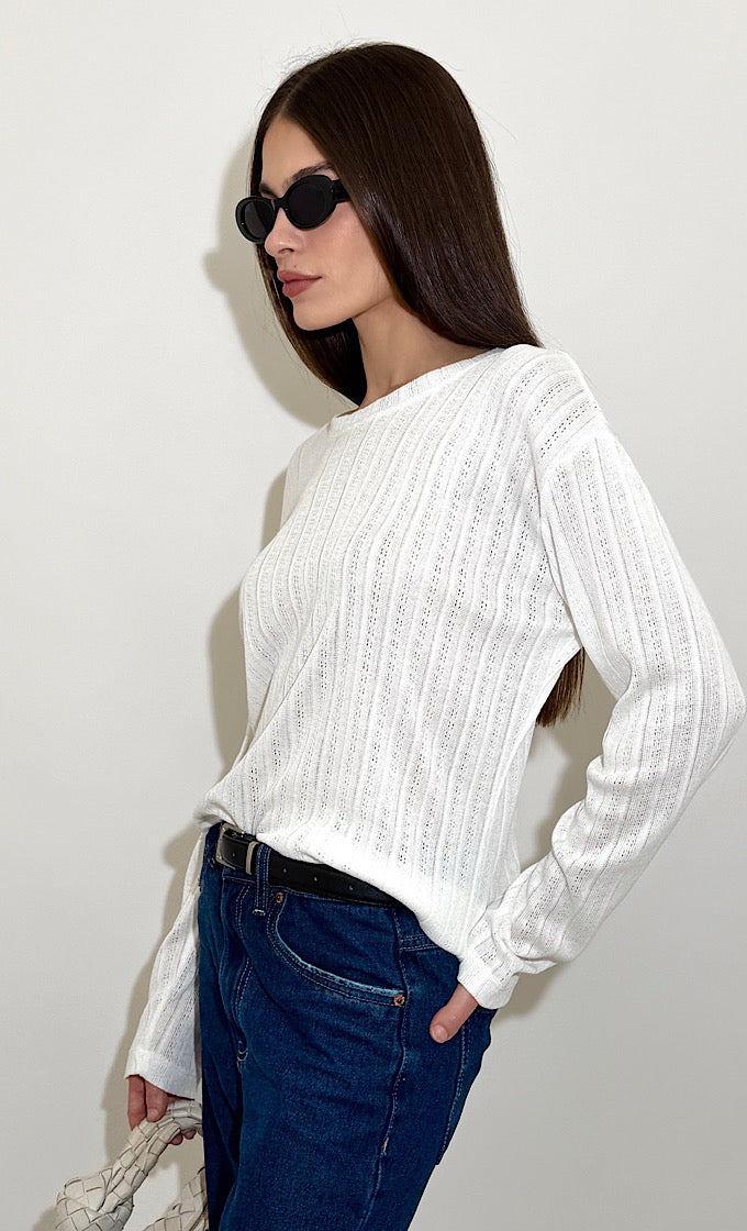 ODELL ROUND NECK WHITE SHIRT