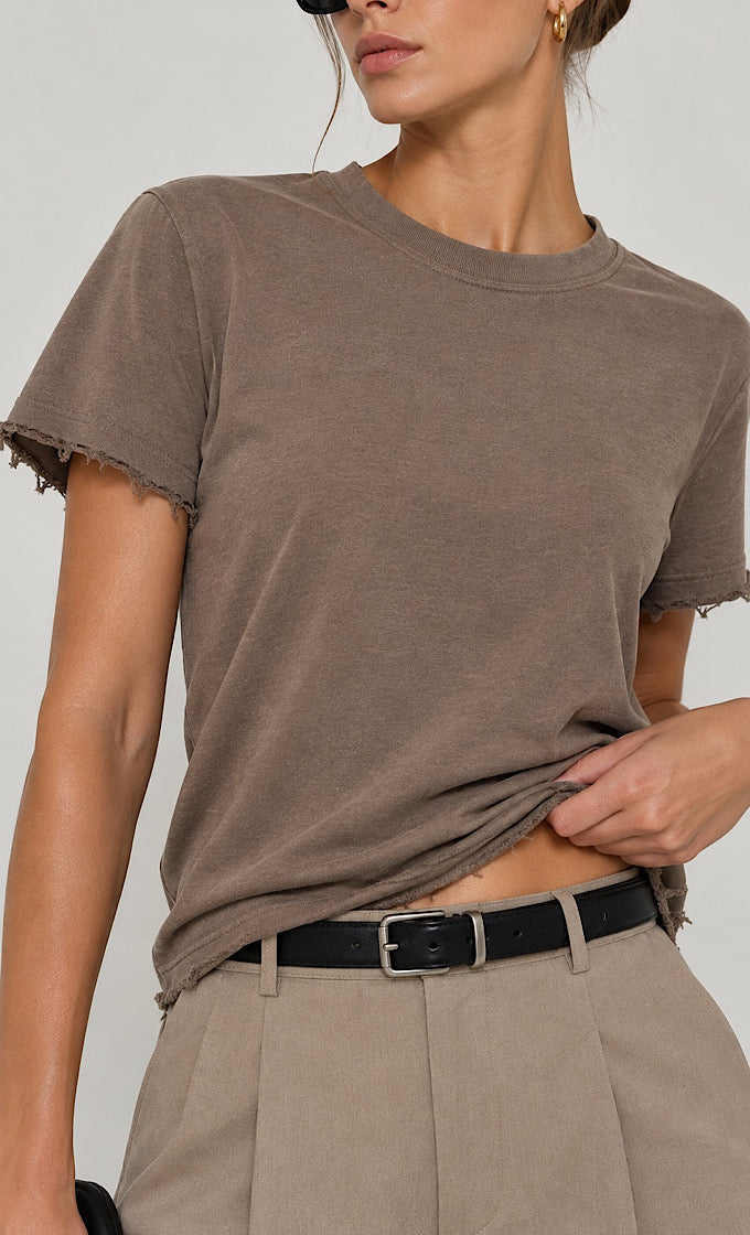 BLAKE ROUND NECK BROWN SHIRT