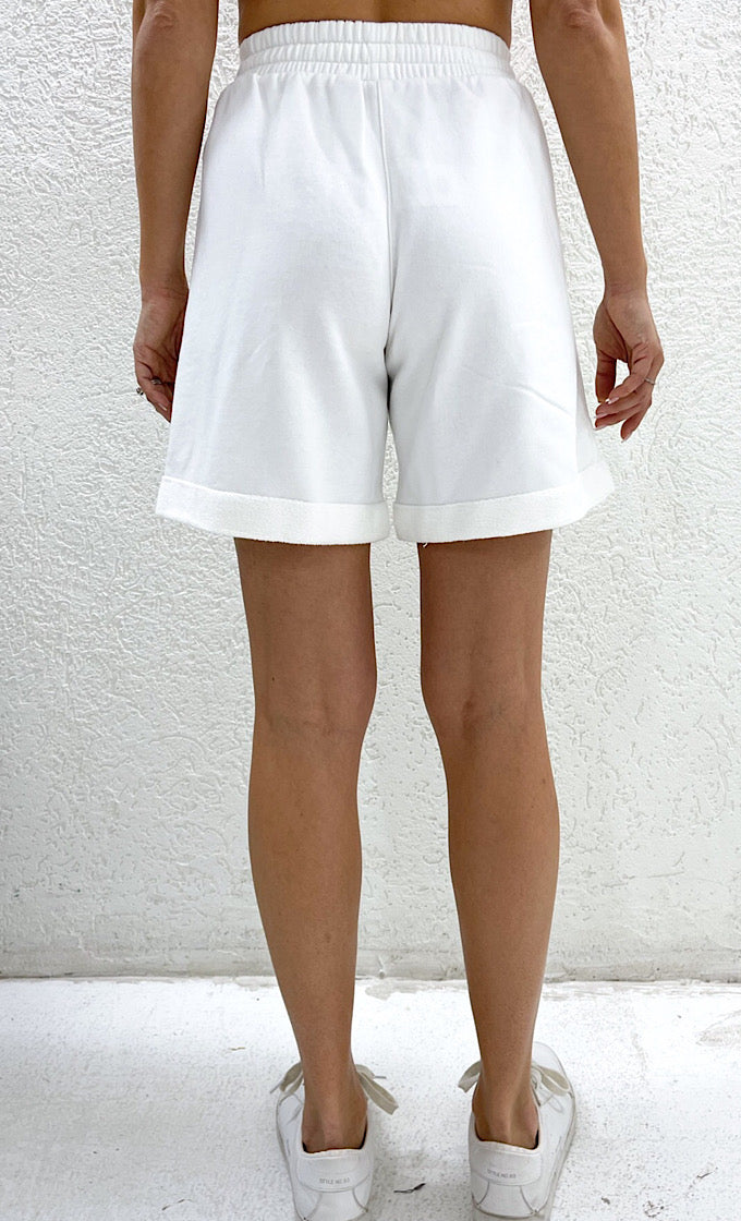 Short white sweatpants