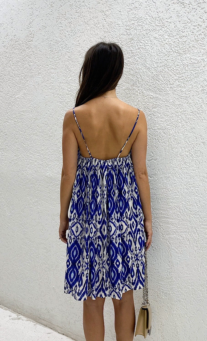 Blue Marley print dress