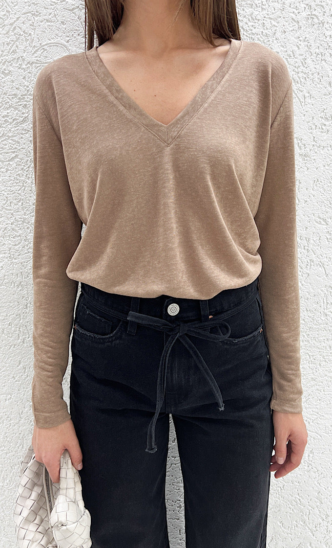 Sabrin Brown V-Neck Shirt