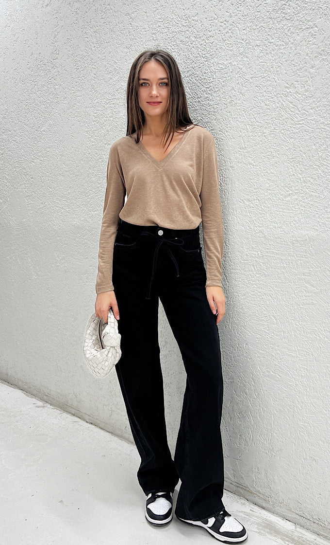 Sabrin Brown V-Neck Shirt