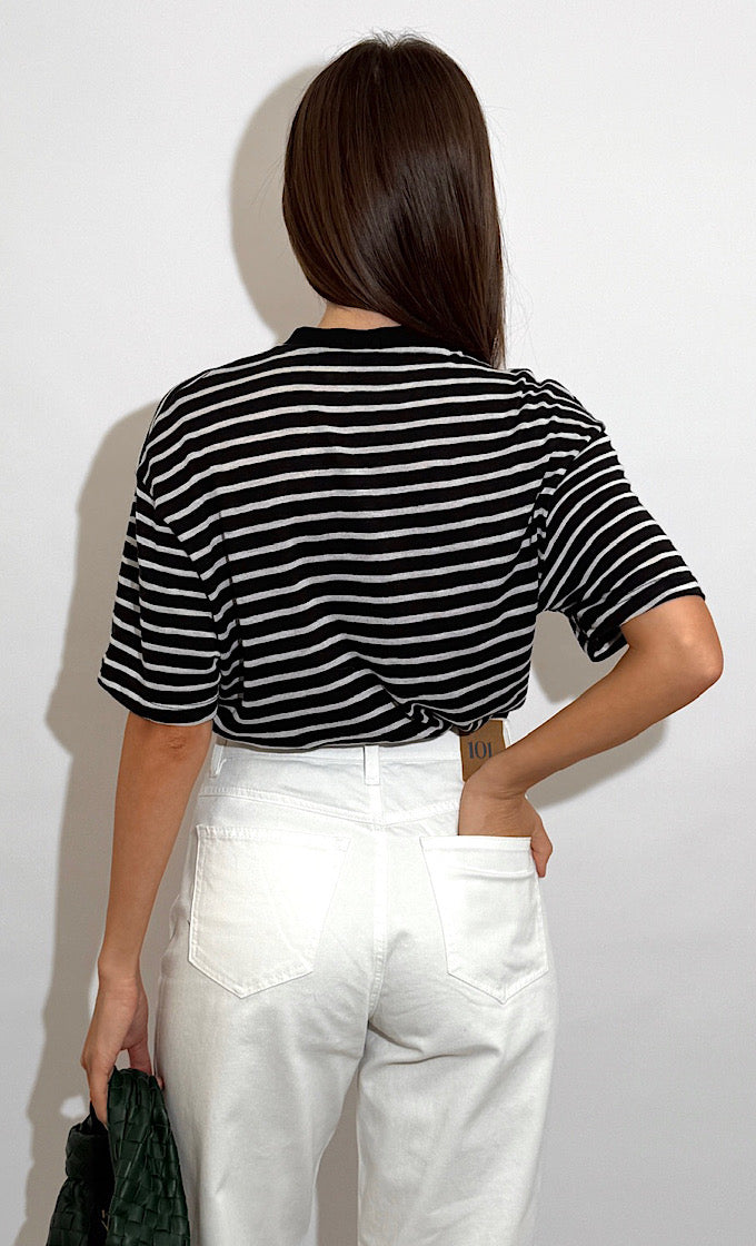 ISABELLE BLACK STRIPES  T-SHIRT 