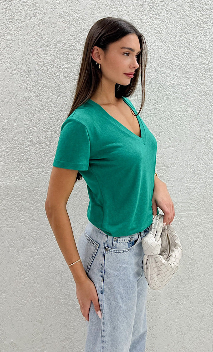 Green Chloe t-shirt with V key