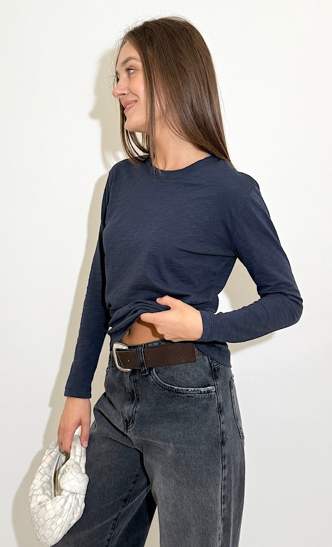 חולצת קורי מפתח עגול כחול