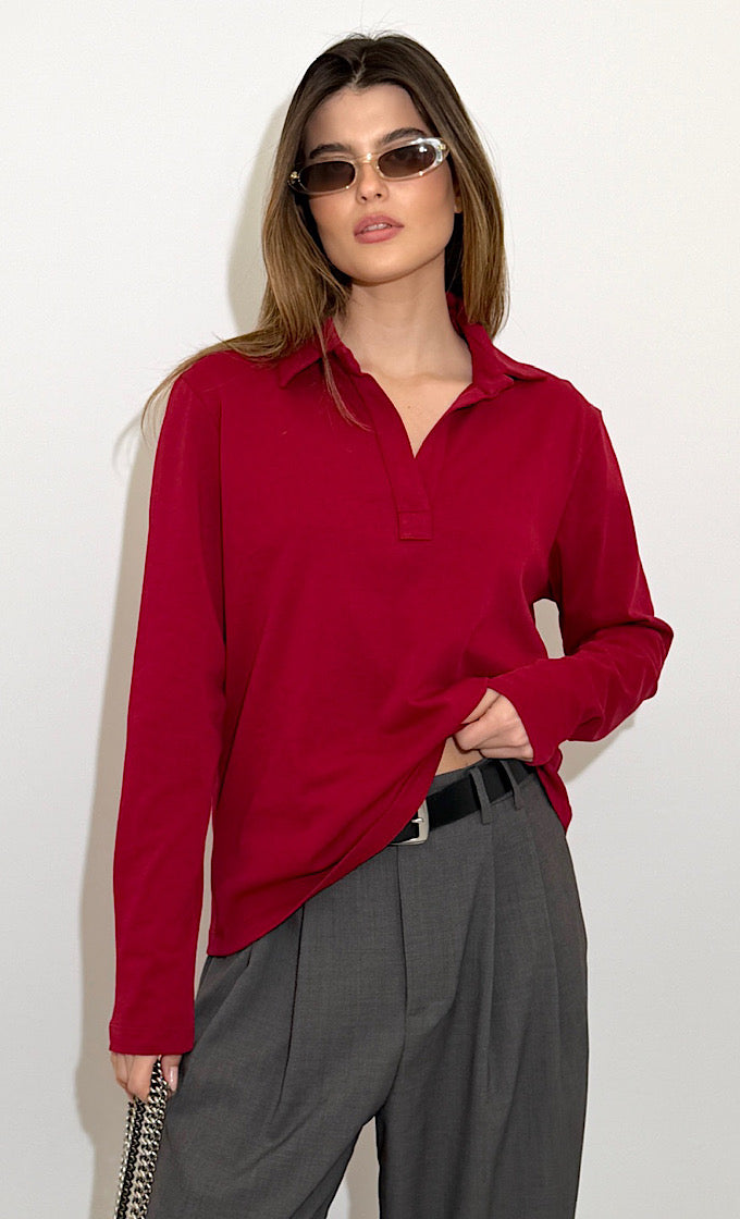 חולצת קרולין בורדו