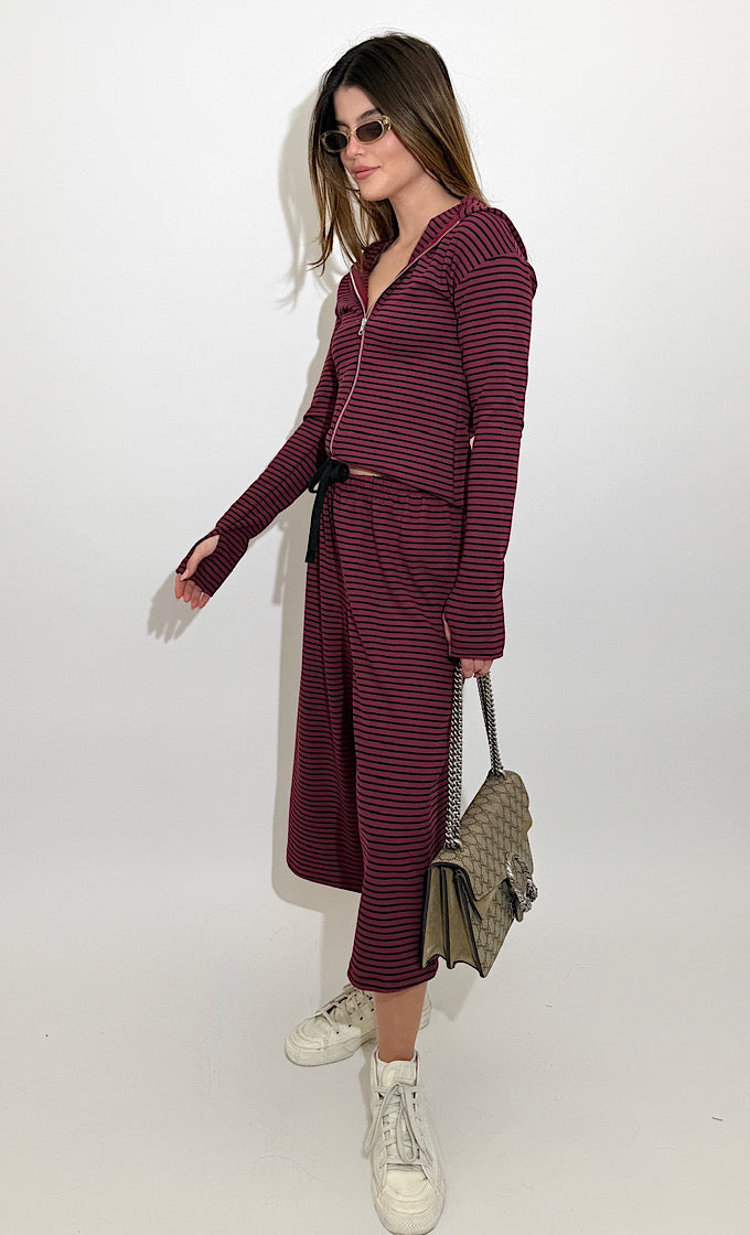 NICOLA STRIPED BURGUNDY SUIT