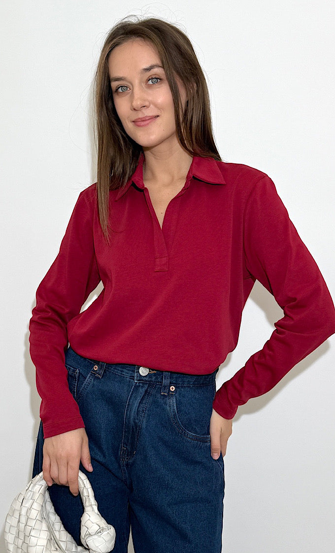 חולצת קרולין בורדו