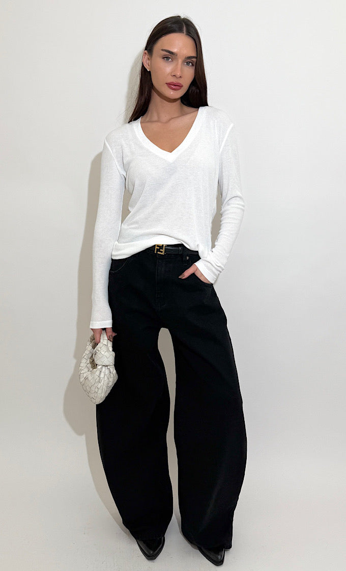 LENA V-NECK WHITE SHIRT 