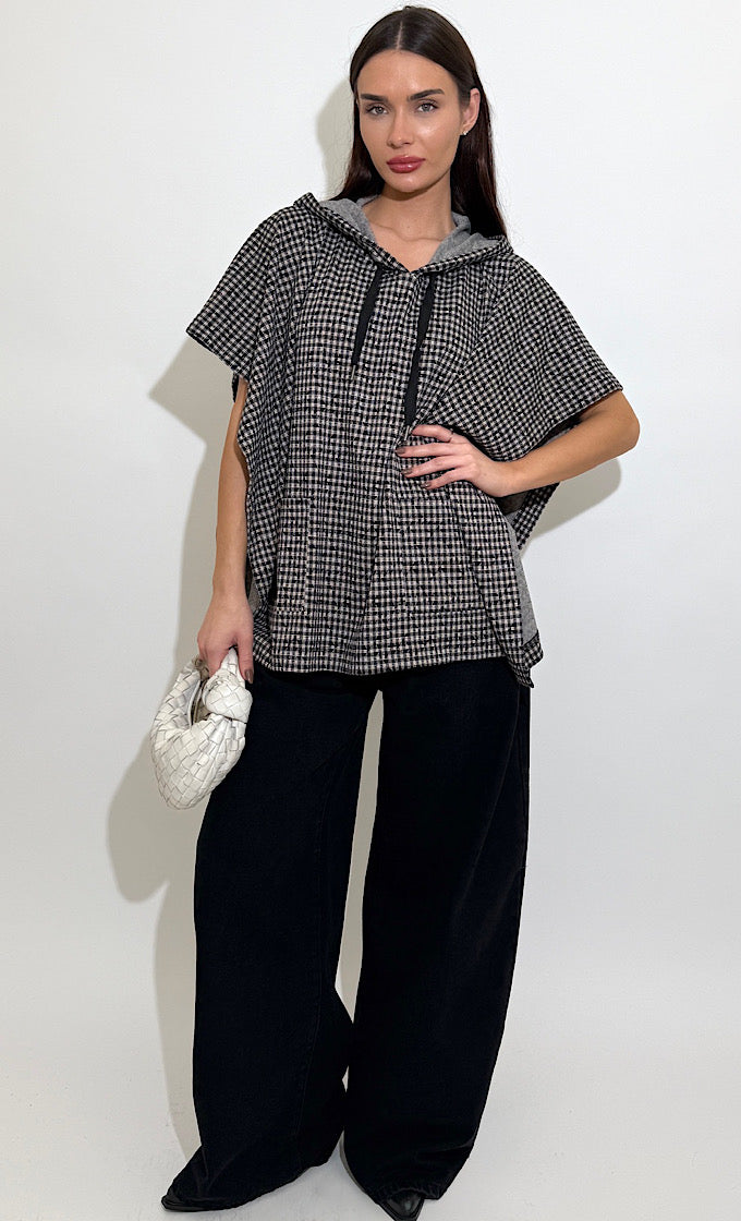 שכמיית משבצות קלסי אפורה