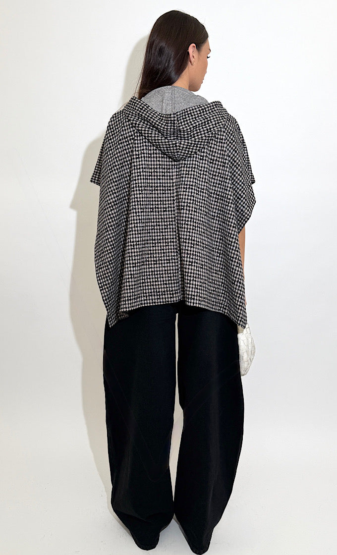 שכמיית משבצות קלסי אפורה