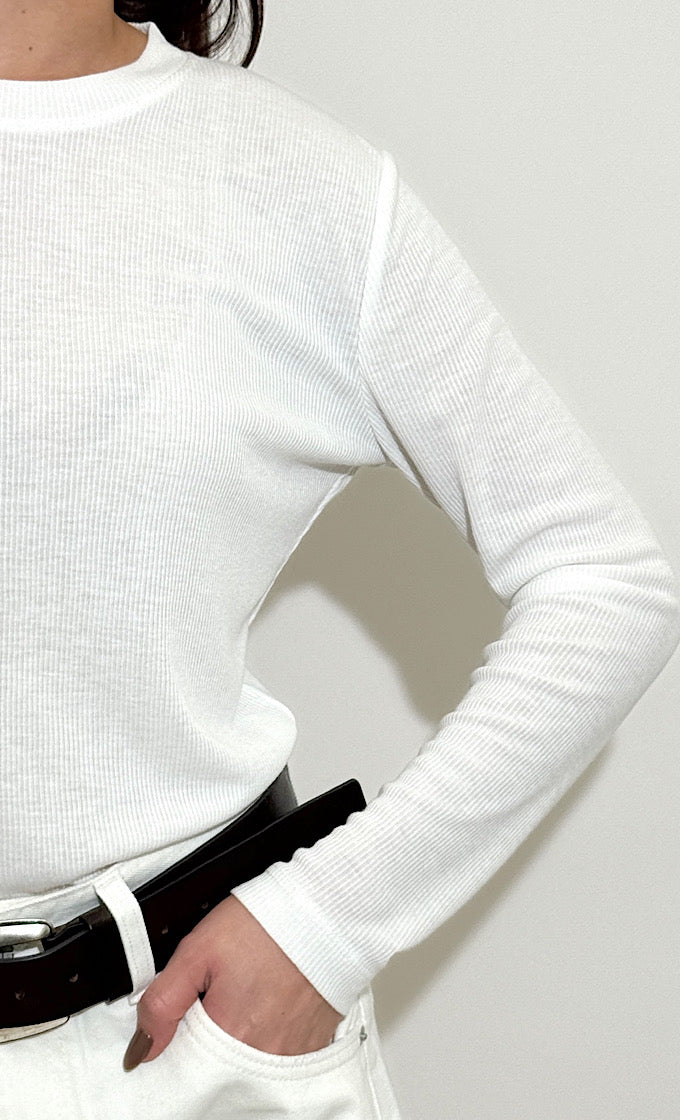 LENA ROUND NECK WHITE SHIRT  