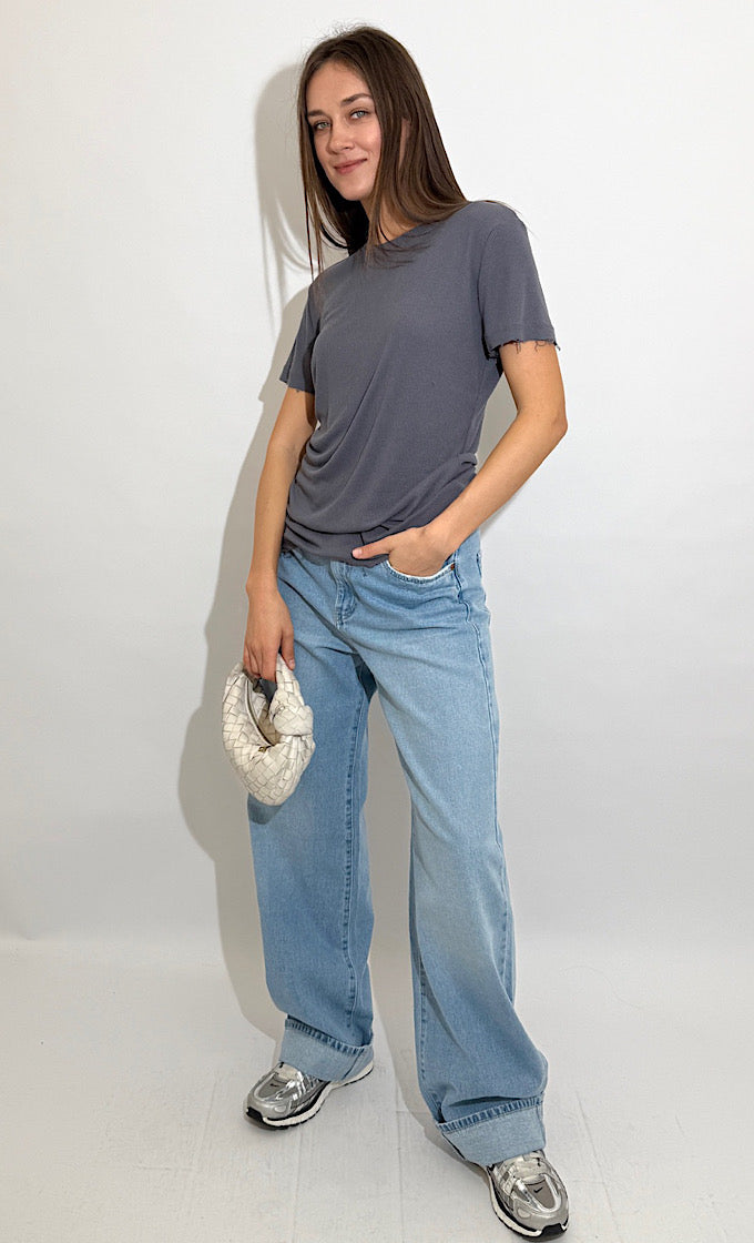 ROMI GRAY ROUND NECK T-SHIRT  