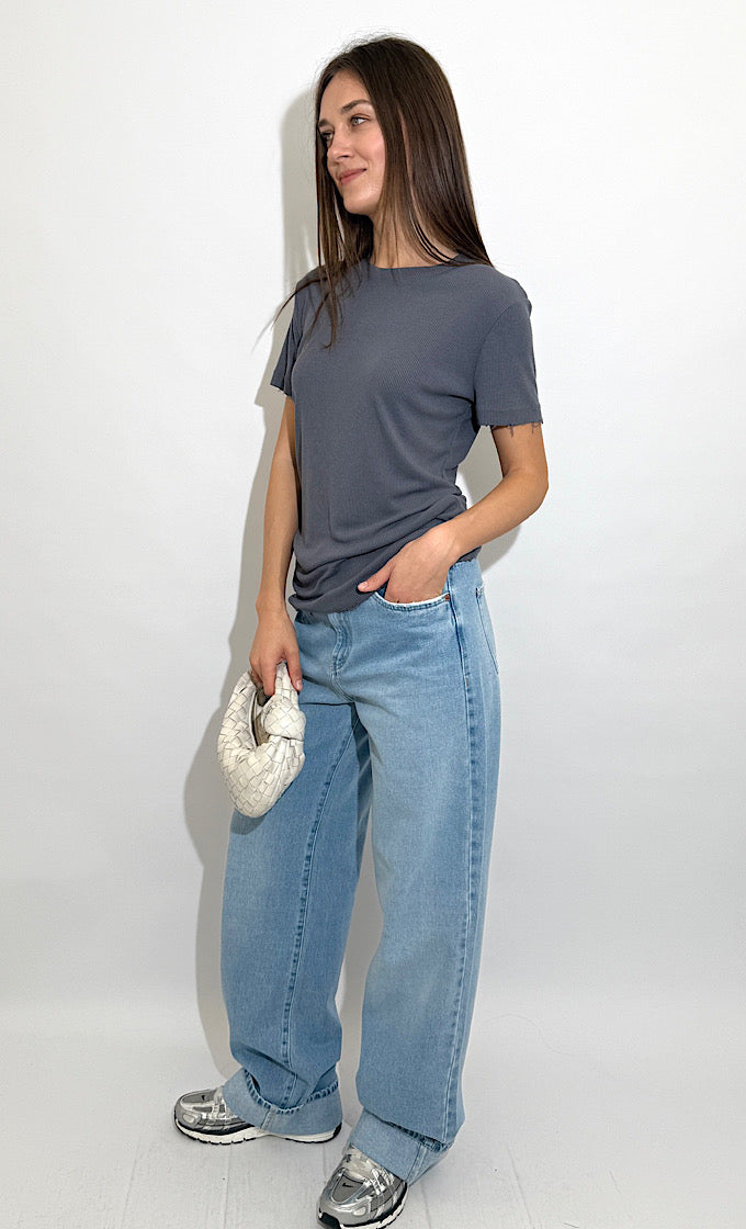ROMI GRAY ROUND NECK T-SHIRT  