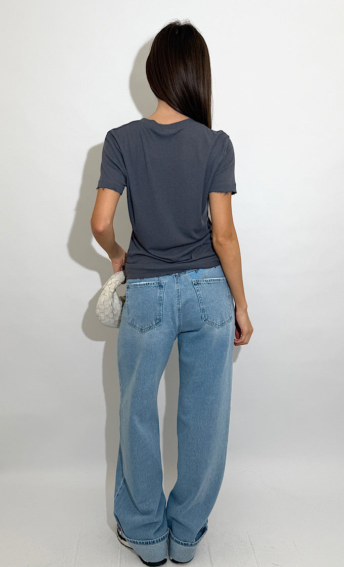 ROMI GRAY ROUND NECK T-SHIRT  