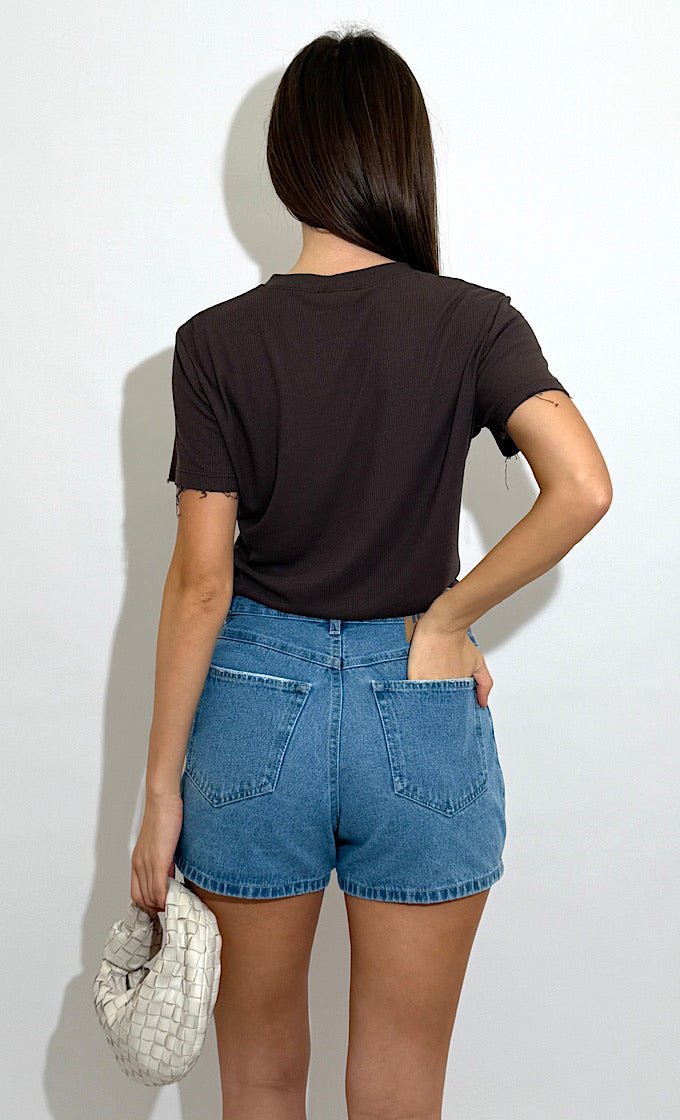ROMI BROWN ROUND NECK T-SHIRT 