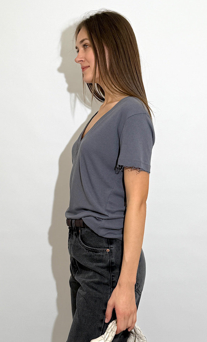 ROMI GRAY V-NECK T-SHIRT  