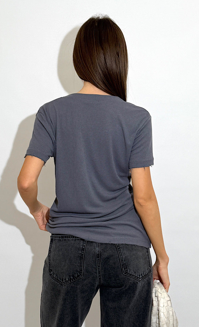 ROMI GRAY V-NECK T-SHIRT  
