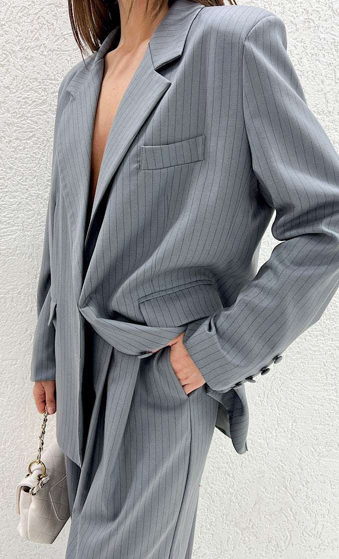 CATHERINE Striped Gray Suit