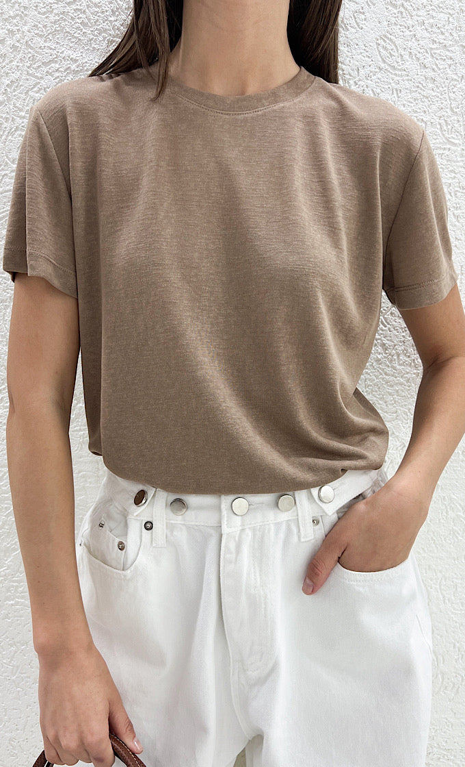 Kayla T-shirt  round neck brown