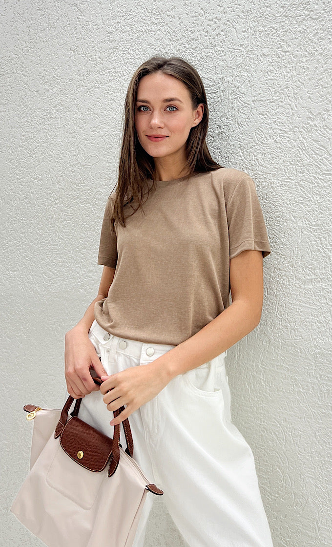 Kayla T-shirt  round neck brown