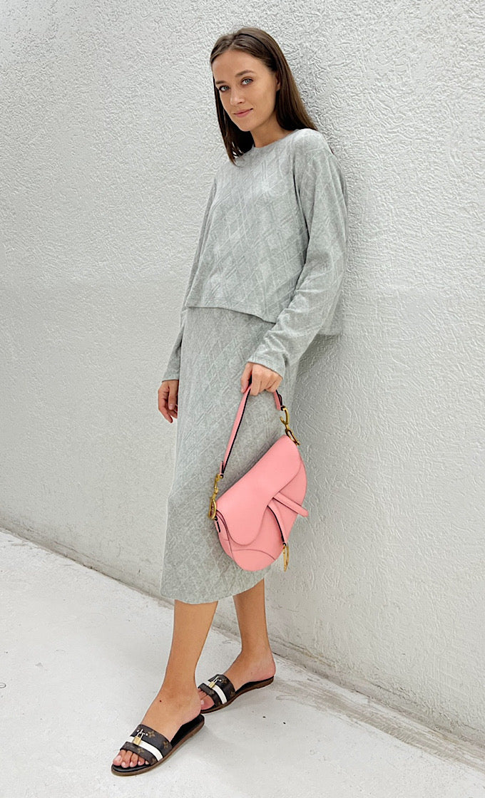 Gray silk skirt