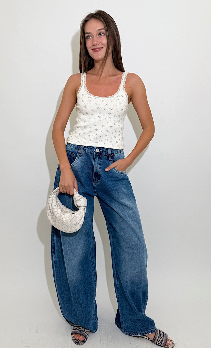FLORI BUTTERMILK YELLOW TANK TOP 
