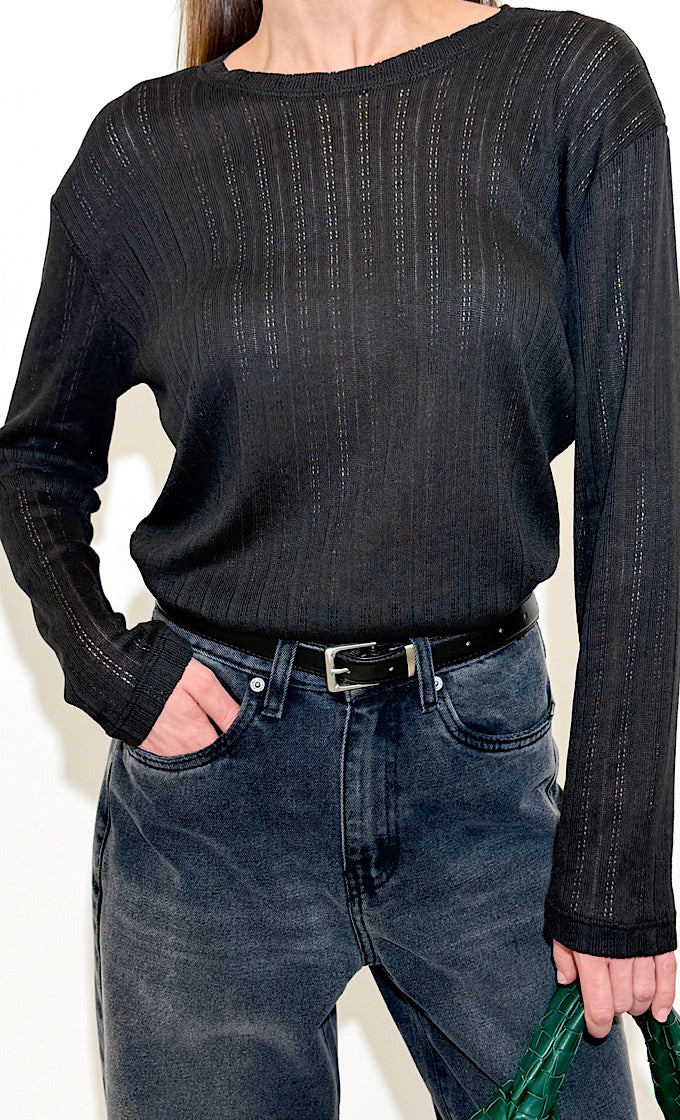 ODELL ROUND NECK BLACK SHIRT 