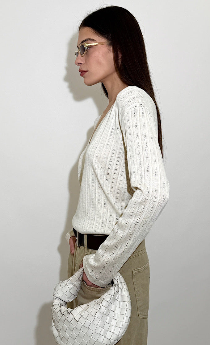 ODELL V-NECK OFF WHITE SHIRT  