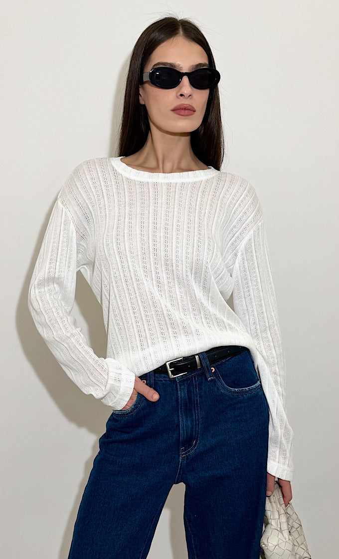 ODELL ROUND NECK WHITE SHIRT