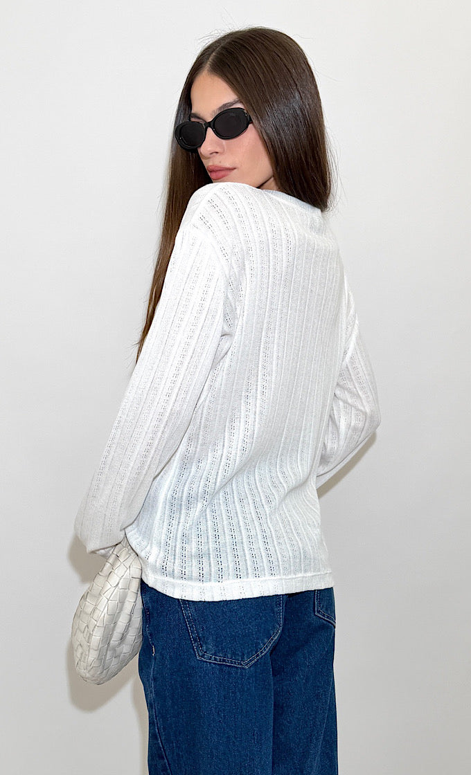 ODELL ROUND NECK WHITE SHIRT