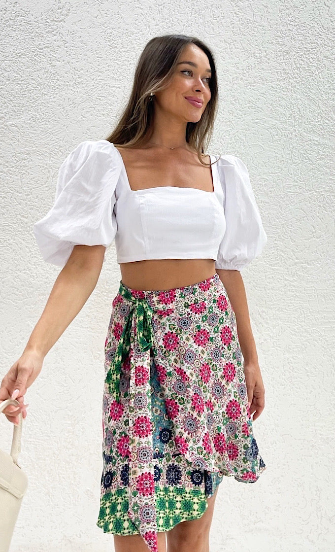 Pink flower daisy skirt